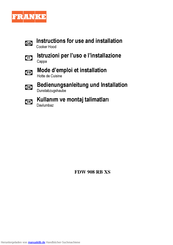 Franke FDW 908 RB XS Bedienungsanleitung Und Installation