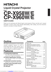 Hitachi CP-X900W series Bedienungsanleitung