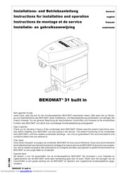 BEKOMAT 31 built in Installation Und Betriebsanleitung