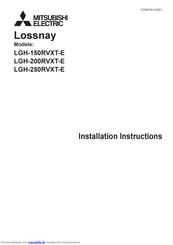 Mitsubishi Electric Lossnay LGH-200RVXT-E Installationsanleitung