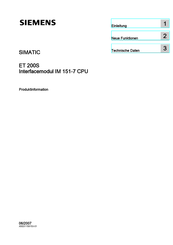 Siemens IM 151-7 CPU Produktinformation