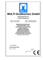 Multi Großküchen 70-70 PGI Bedienungsanleitung