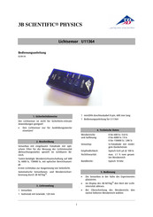 3B SCIENTIFIC PHYSICS U11364 Bedienungsanleitung