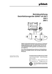 Grunbeck GENO-UV 120 S Betriebsanleitung