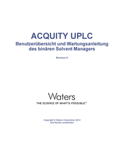 Waters ACQUITY UPLC Benutzerübersicht Und Wartungsanleitung