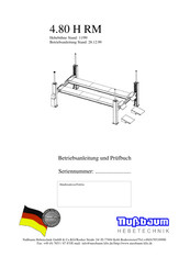 Nussbaum 4.80 H RM Betriebsanleitung Und Prüfbuch