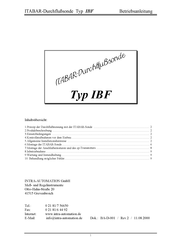 Intra-Automation Itabar Typ IBF-20 Betriebsanleitung