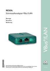 Resol VBus/LAN Montage Anschluss Bedienung