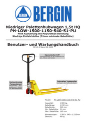 Bergin PH-LOW-1500-1150-540-51-PU Benutzer- Und Wartungshandbuch