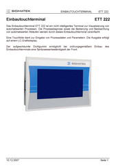 SIGMATEK ETT 222 Handbuch