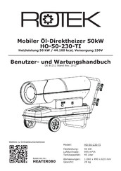 Rotek HO-50-230-TI Benutzer- Und Wartungshandbuch