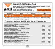 Cardin Elettronica S449 Inbetriebnahme Und Benutzung Technische Installations- Und Referenzzeichnungen