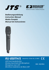 Monacor International JTS RU-850TH/5 Bedienungsanleitung