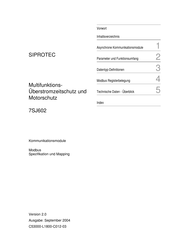 Siemens SIPROTEC 7SJ602 Handbuch