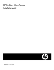 HP ProLiant MicroServer Installationsblatt