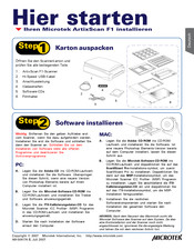 Microtek ArtixScan F1 Installationsanleitung