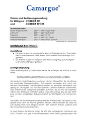 Camargue CORRIDA SPORT Einbau- Und Bedienungsanleitung