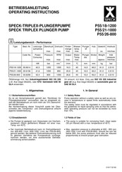 Speck P55/18-1200 Betriebsanleitung