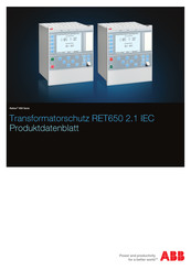 ABB RET650 2.1 IEC Produktdatenblatt
