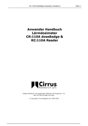 Cirrus Research RC:110A Reader Anwenderhandbuch