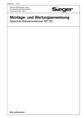 Sieger WF125 Montage- Und Wartungsanweisung