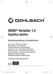 Oehlbach HighWay Switch Bedienungsanleitung, Garantiehinweis