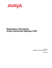 Avaya Advanced 2330 Vorschriften