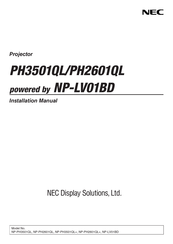 NEC PH2601QL Installationsanleitung