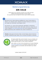 Xomax XM-V419 Bedienungsanleitung