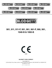 Blodgett 911-P Einbau Und Betriebsanweisungen