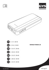 GYS NOMAD POWER 20 Bersetzung Der Originalbetriebsanleitung