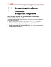 Solaredge DSP1 Anwendungshinweis