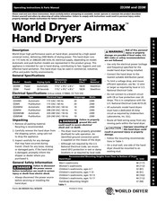 World Dryer M54 Betriebsanweisung Und Teile-Handbuch