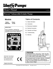 Liberty Pumps Provore PRG100-E series Bedienungsanleitung