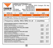 Cardin Elettronica S486 Bedienungsanleitung