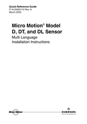 Emerson Micro Motion D Serie Installationsanleitung