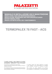 Palazzetti TERMOPALEX 78 FAST Installations, Bedienungs Und Wartungsanleitungen