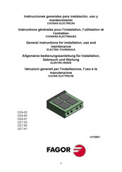 Fagor CE7-20 Allgemeine Bedienungssanleitung Für Installation, Gebrauch Und Wartung