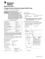 Pentair Water RO-2600 Installations- Und Bedienungshandbuch