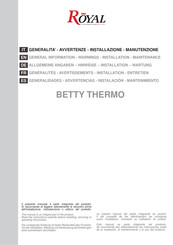Royal BETTY THERMO Allgemeine Angaben-Hinweise-Installation-Wartung