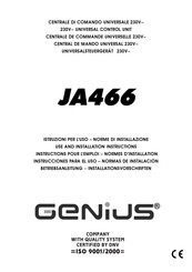 Genius JA466 Betriebsanleitung Und Installationsvorschriften