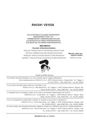 RAVAGLIOLI VS1036 Bedienungsanleitung/Übersetzung Der Originalanleitung