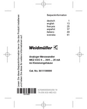 Weidmuller MCZ CCC 0-Serie Bedienungsanleitung