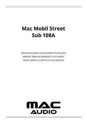 MAC Audio Mac Mobil Street Sub 108A Bedienungsanleitung/Garantieurkunde