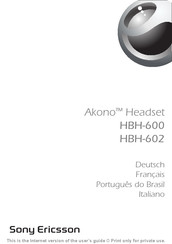 Sony Ericsson Akono HBH-600 Bedienungsanleitung