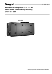 Swegon GOLD RX/HC 080 Installations- Und Wartungsanleitung