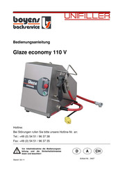 Boyens Backservice Glaze economy 110 V Bedienungsanleitung