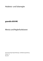 Prozeda grandis 650 HK Menüs Und Reglerfunktionen