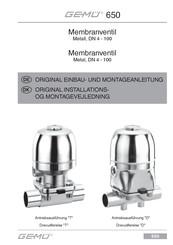 Gemü 650 Original Einbau- Und Montageanleitung