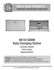 Koala Kare KB110-SSWM Installations- Und Bedienungsanleitung